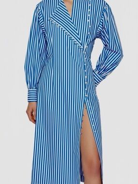 Frame Blue Striped Dress Size Large 100% Organic Cotton